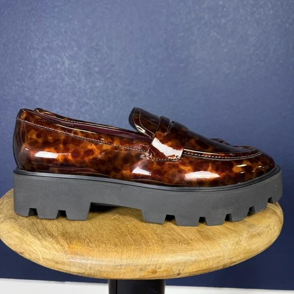 Franco Sarto NWOT Tortoise Shell "Balin" Lug Sole Penny Loafer, Size 9 - Picture 4 of 9